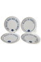 Hermia Juego de 4 Platos de Postre Blanco y Azul Marino de 22 cm
